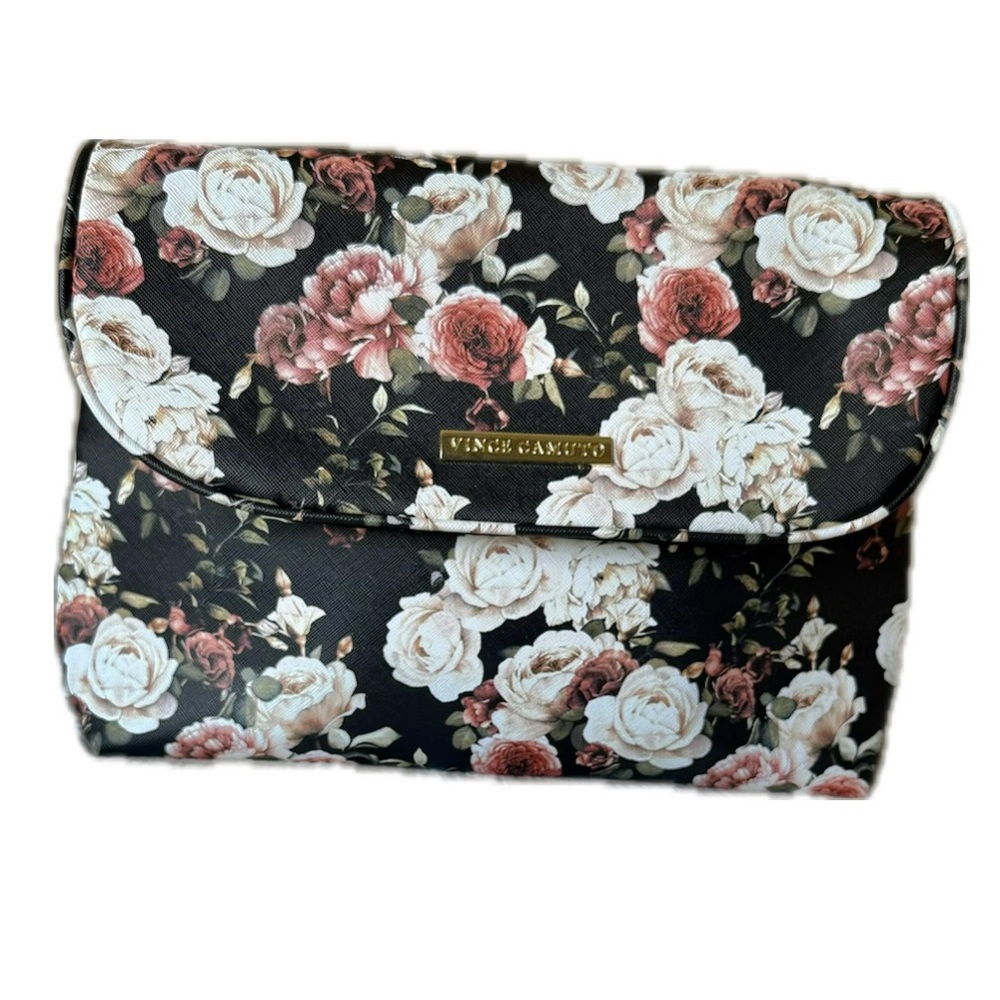 BRAND NEW Vince Camuto Black Floral Cosmetic or Storage Bag